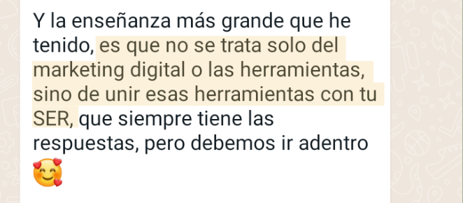 Testimonio: no se trata solo del marketing digital o las herramientas, sino de unir esas herramientas con tu ser.